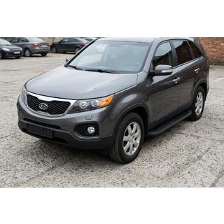 Боковые Подножки Tayga Black (2 шт., Алюминий) Kia Sorento II XM 2009-2014 гг. фото 1