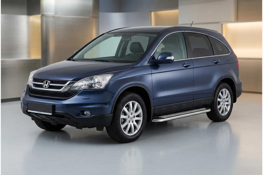 Honda CRV 2007-2011 гг. Боковые Подножки Maydos V2 (2 шт., Алюминий и Нержавейка) Фото 1