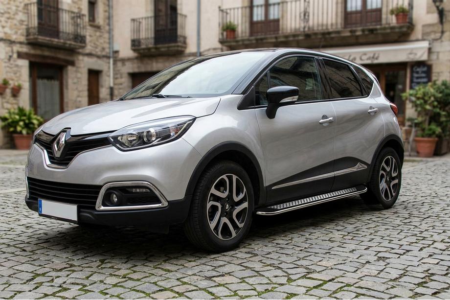 Renault Captur 2013-2019 гг. Боковые Подножки Maydos V2 (2 шт., Алюминий и Нержавейка) Image