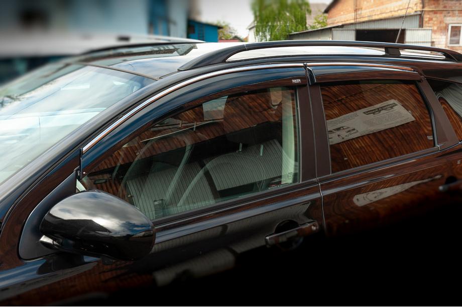 Nissan Qashqai 2007-2010 гг. Ветровики с хромированным молдингом (4 шт, Niken) Фото 1