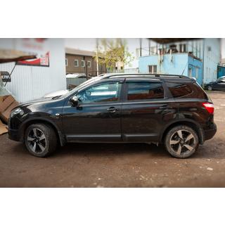 Ветровики с хромированным молдингом (4 шт, Niken) Nissan Qashqai 2010-2014 гг. фото 3