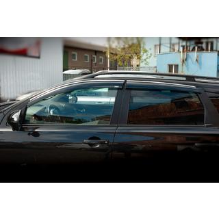 Ветровики с хромированным молдингом (4 шт, Niken) Nissan Qashqai 2010-2014 гг. фото 2