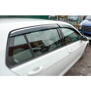 Ветровики с хромированным молдингом HB (4 шт, Niken) Volkswagen Golf 7/E-Golf 2012-2020 гг. фото 2