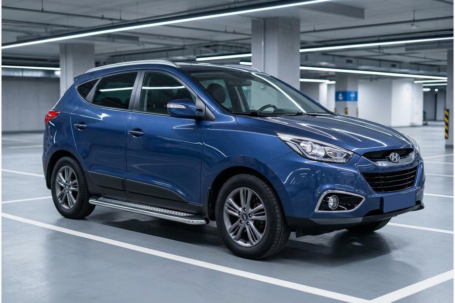 Hyundai IX-35 2010-2015 гг. Боковые Подножки Maydos V2 (2 шт., Алюминий и Нержавейка) Image