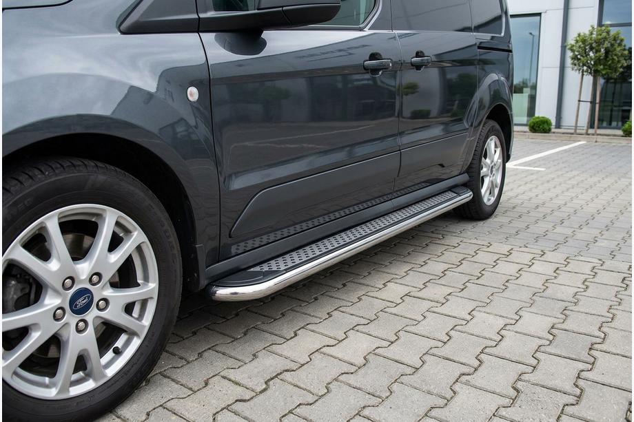 Ford Connect 2010-2013 гг. Боковые Подножки Maydos V2 (2 шт., Алюминий и Нержавейка) Image