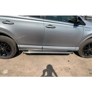 Боковые Подножки Maydos V2 (2 шт., Алюминий и Нержавейка) Toyota Rav 4 2013-2018 гг. фото 3