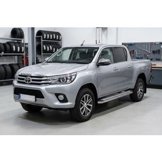 Боковые Подножки Maydos V2 (2 шт., Алюминий и Нержавейка) Toyota Hilux 2015- гг. фото 1