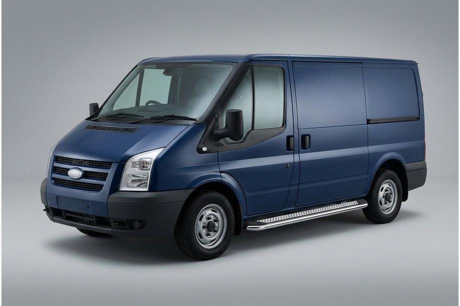 Ford Transit 2000–2014 гг. Боковые Подножки Maydos V2 (2 шт., Алюминий и Нержавейка) Image