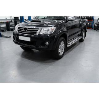 Боковые Подножки Maydos V2 (2 шт., Алюминий и Нержавейка) Toyota Hilux 2006-2015 гг. фото 1