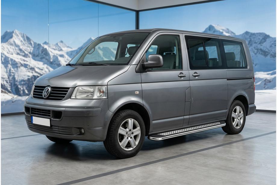 Volkswagen T5 Transporter 2003-2010 гг. Боковые Подножки Maydos V2 (2 шт., Алюминий и Нержавейка) Короткая База Фото 1