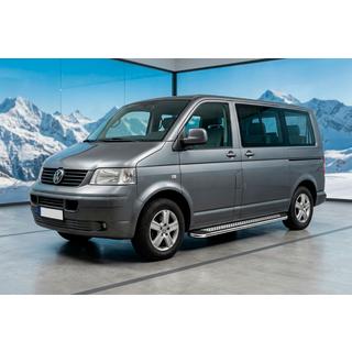 Боковые Подножки Maydos V2 (2 шт., Алюминий и Нержавейка) Volkswagen T5 Caravelle 2004-2010 гг. фото 1