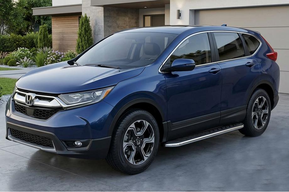 Honda CRV 2017-2022 гг. Боковые Подножки Maydos V1 (2 шт., Алюминий и Нержавейка) Image