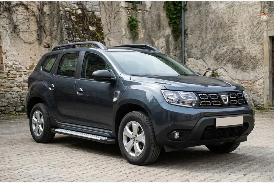 Renault Duster 2018-2024 гг. Боковые пороги Allmond Grey (2 шт., алюминий) Фото 1