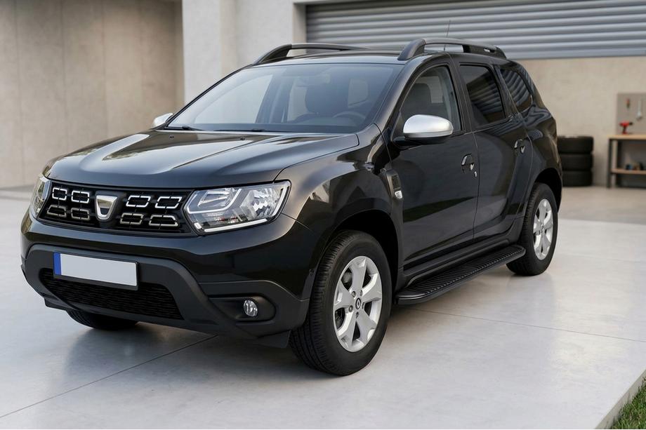 Renault Duster 2018-2024 гг. Боковые Подножки Tayga Black (2 шт., Алюминий) Image