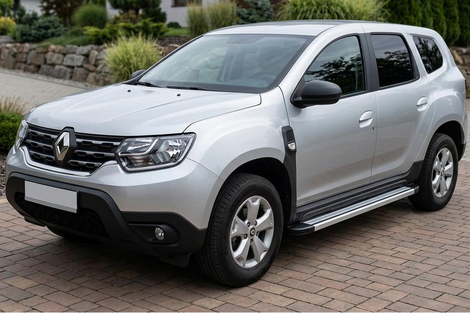 Renault Duster 2018-2024 гг. Боковые Подножки Maya V4 (2 шт., Алюминий) Image