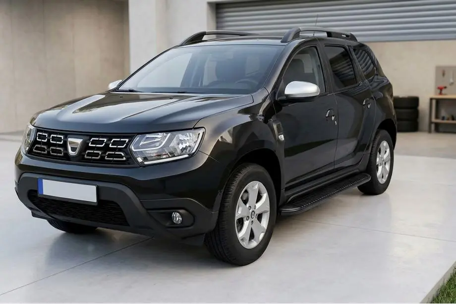 Dacia Duster 2018-2024 гг. Боковые Подножки Tayga Black V1 (2 шт., Алюминий) Фото 1