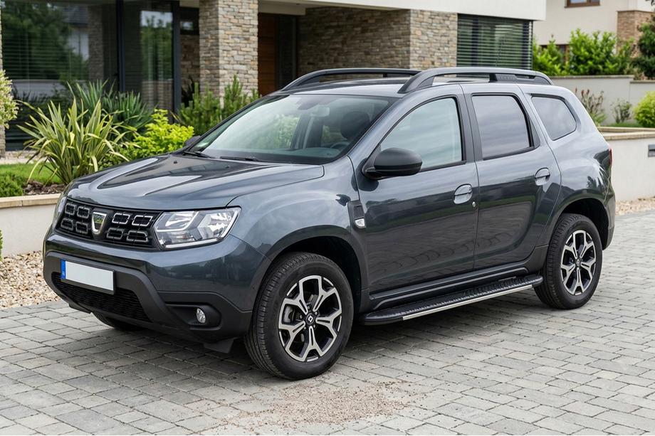 Dacia Duster 2018-2024 гг. Боковые Подножки Bosphore Grey (2 шт., Алюминий) Image