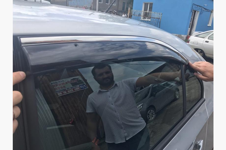 Skoda Rapid 2012-2019 гг. Ветровики с хромированным молдингом SD (4 шт, Niken) Фото 6