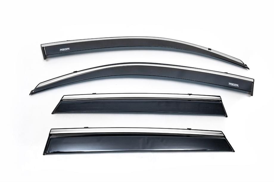 Skoda Rapid 2012-2019 гг. Ветровики с хромированным молдингом SD (4 шт, Niken) Фото 8