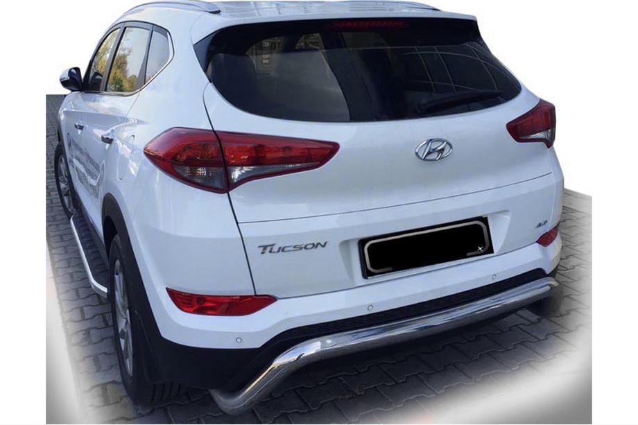 Hyundai Tucson TL 2016-2021 гг. Задняя дуга AK007 (нержавейка) Фото 1