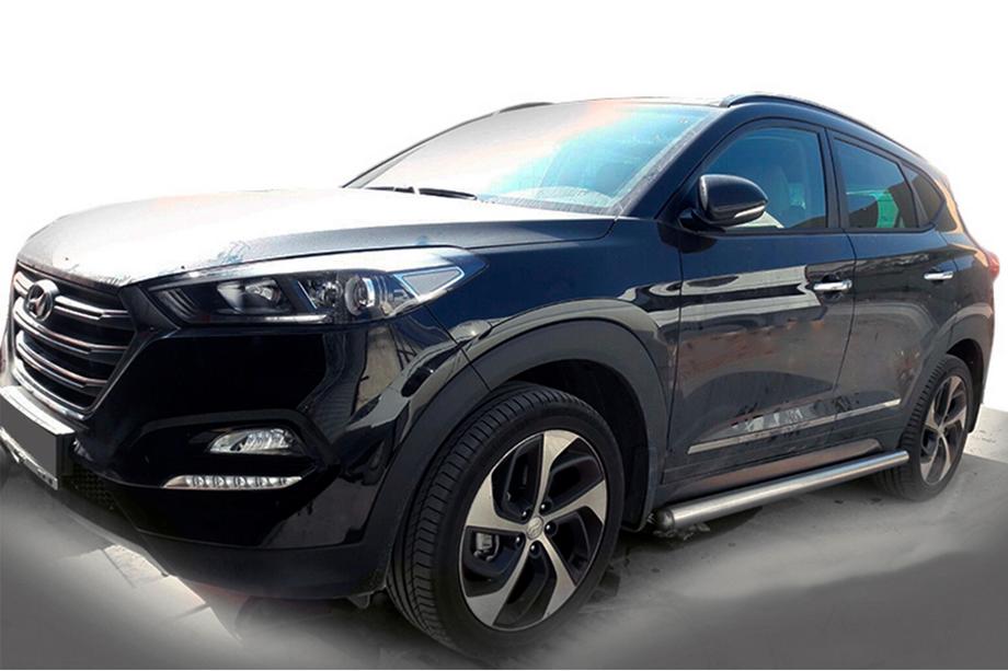 Hyundai Tucson TL 2016-2021 гг. Боковые трубы (2 шт., нержавейка) Image