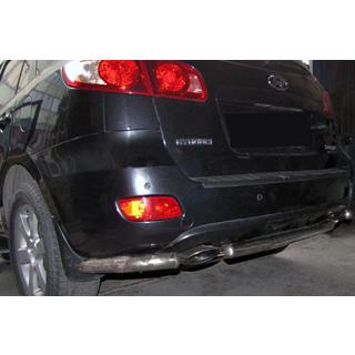 Задние угловые дуги с центральной частью AK0073 (2 шт., нержавейка) Hyundai Santa Fe 2 2006-2012 гг.