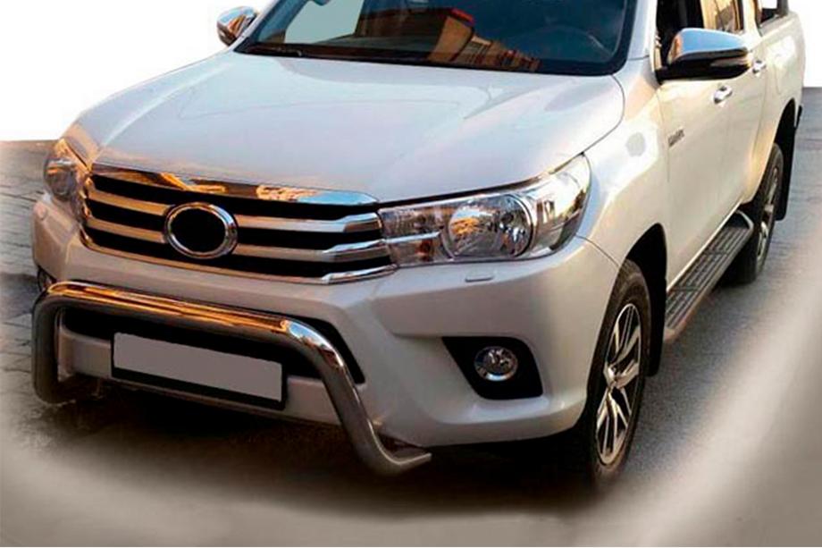 Toyota Hilux 2015- гг. Передняя защита WT009 (нержавейка) Фото 1