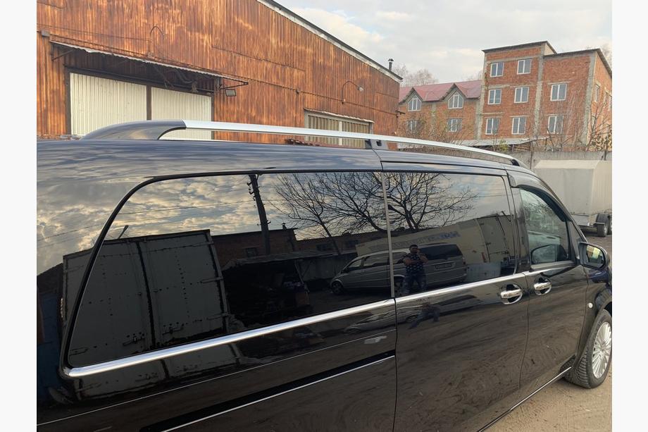 Mercedes Vito/V-class W447 2014- гг. Рейлинги Хром CAN Оригинальный Дизайн (Металлические Ножки) Фото 5