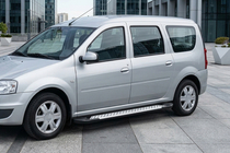 Dacia Logan MCV 2004-2014 гг. Боковые пороги X5-тип (2 шт, алюминий) фото 1