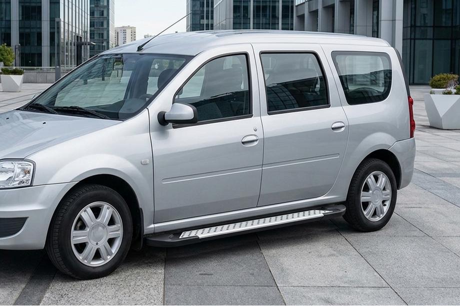 Dacia Logan MCV 2004-2014 гг. Боковые пороги X5-тип (2 шт, алюминий) Image