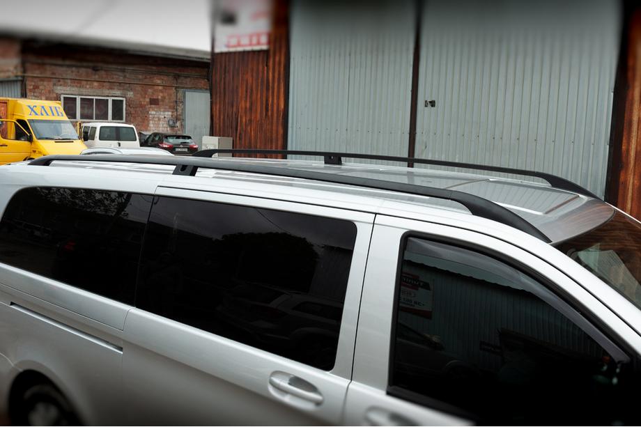 Mercedes Vito/V-class W447 2014- гг. Черные рейлинги CAN Оригинальный дизайн (металлические ножки) Фото 3