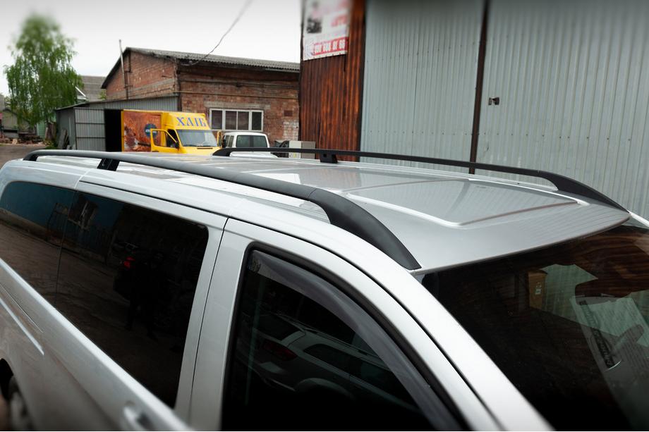 Mercedes Vito/V-class W447 2014- гг. Черные рейлинги CAN Оригинальный дизайн (металлические ножки) Image