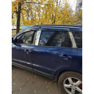 Накладки на дверные стойки из нержавеющей стали (6 шт) Hyundai Santa Fe 2 2006-2012 гг. фото 2