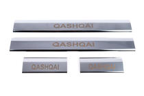 Nissan Qashqai 2007-2010 гг. Накладки на пороги пластиковые (4 шт, нержавейка) фото 6