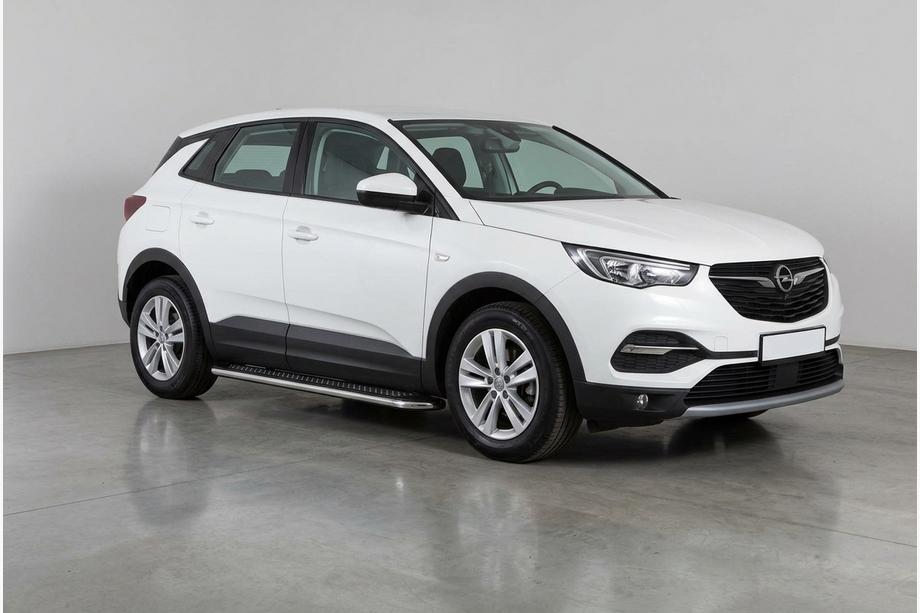 Opel Grandland X 2017- гг. Боковые Подножки Maydos V2 (2 шт, Алюминий и Нержавейка) Image