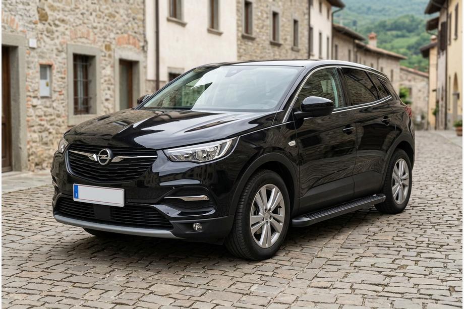 Opel Grandland X 2017- гг. Боковые Подножки Allmond Black (2 шт, Алюминий) Image