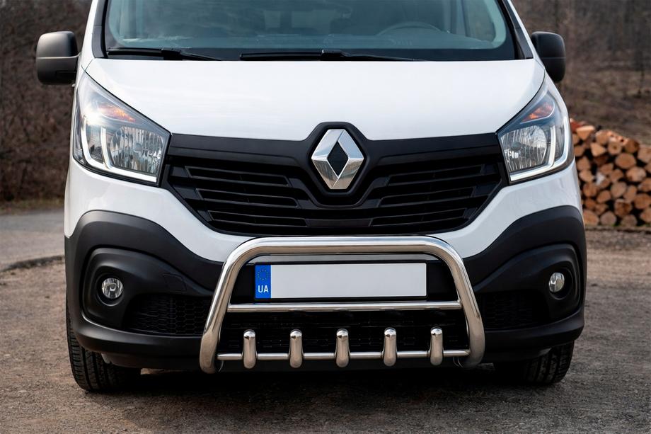 Renault Trafic 2015- гг. Кенгурятник WT003-4 (нержавейка) С надписью Image