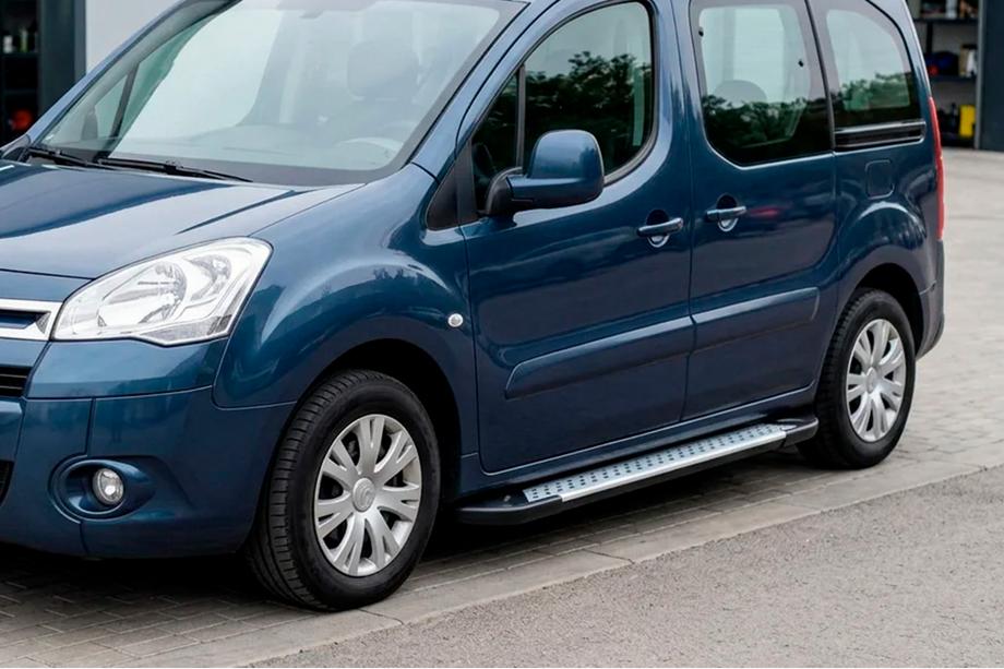 Peugeot Partner Tepee 2008-2018 гг. Боковые Подножки Allmond Grey (2 шт., Алюминий) Image