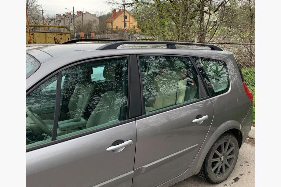 Renault Scenic/Grand 2003-2009 гг. Черные Рейлинги (2 шт) Короткая База Фото 4