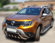 Dacia Duster 2018-2024 гг. Защита переднего бампера без надписи WT003 (нержавейка) фото 7