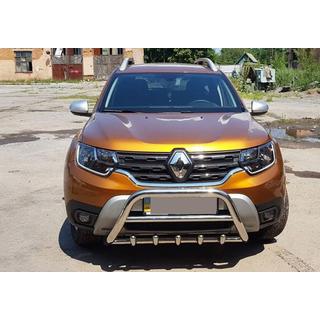 Защита переднего бампера без надписи WT003 (нержавейка) Dacia Duster 2018-2024 гг. фото 4