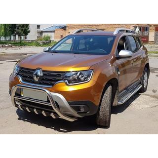 Защита переднего бампера без надписи WT003 (нержавейка) Dacia Duster 2018-2024 гг. фото 3