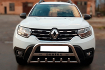 Dacia Duster 2018-2024 гг. Передняя защита с надписью WT004 (нержавейка) фото 1