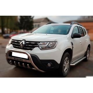 Передняя защита с надписью WT004 (нержавейка) Dacia Duster 2018-2024 гг. фото 2