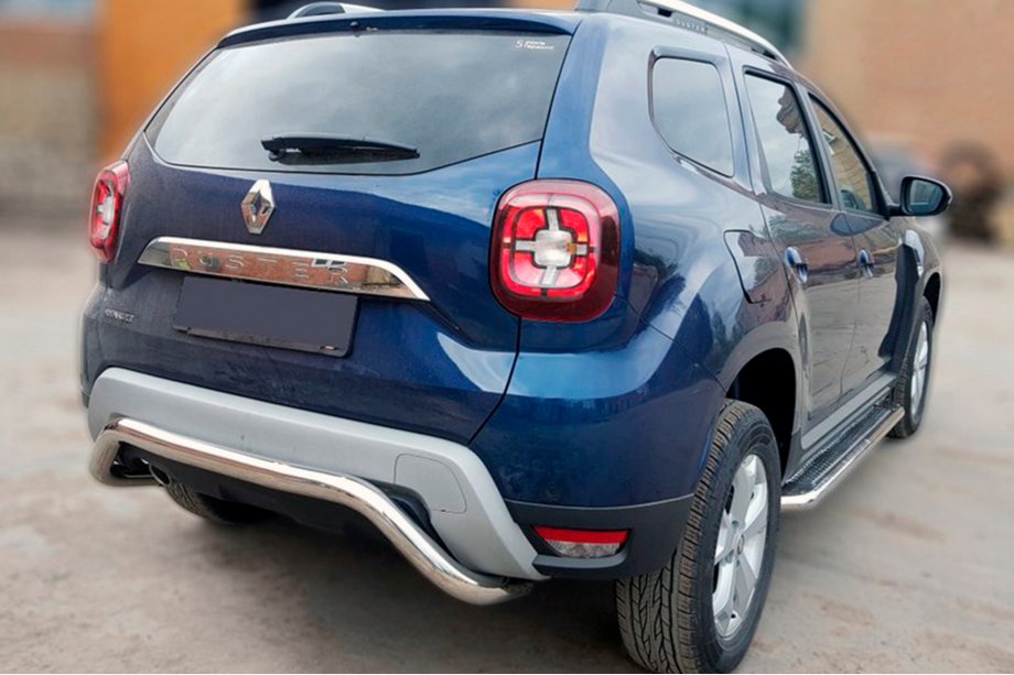Dacia Duster 2018-2024 гг. Задняя защита AK007 (нержавейка) Image