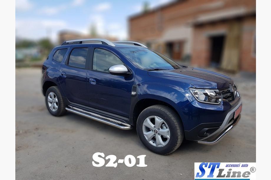 Dacia Duster 2018-2024 гг. Боковые Подножки Premium (2 шт., Нержавейка) Image