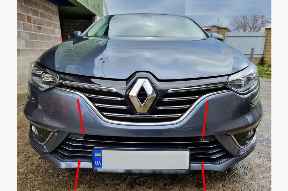Renault Megane IV 2016-2025 гг. Накладки на бампер из нержавеющей стали 2016-2021 (7 шт.) Image