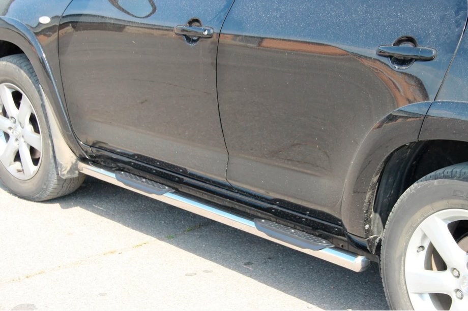 Toyota Rav 4 2006-2013 гг. Боковые трубы для стандартной базы (2 шт, нержавейка) Фото 3