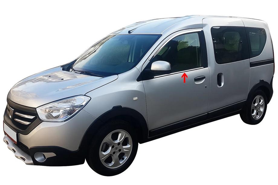 Dacia Dokker 2013-2022 гг. Окантовка окон (2 шт., нержавейка) Image