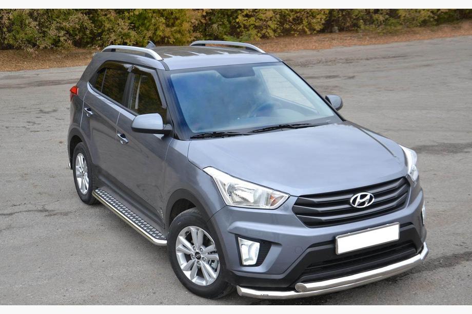 Hyundai Creta 2014-2020 гг. Передняя защита ST014 (нержавейка) d60/42 Image
